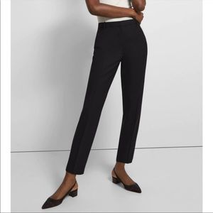 Theory Treeca Pant in Good Wool Straight Leg Crop Pants Black Women's 10